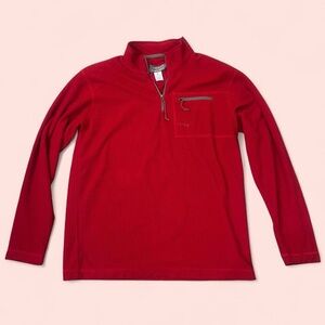 Orvis Trout Bum Sweatshirt Mens Large L Red Waffle Quarter Zip Fishing Sweater